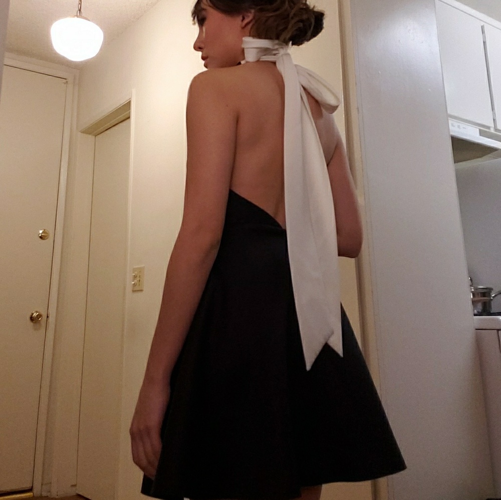 Black sexy open back cocktail clubbing dress